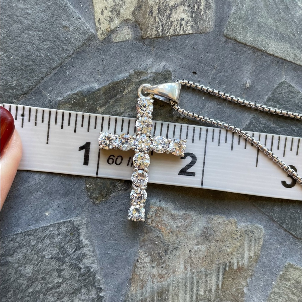 Sterling Silver CZ Cross Chain - Picture 10 of 14